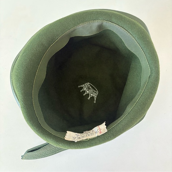 Women's Church Hat Green Retro Felt Made in Italy Brim Size 22.5 The Hat Rack - Picture 5 of 8